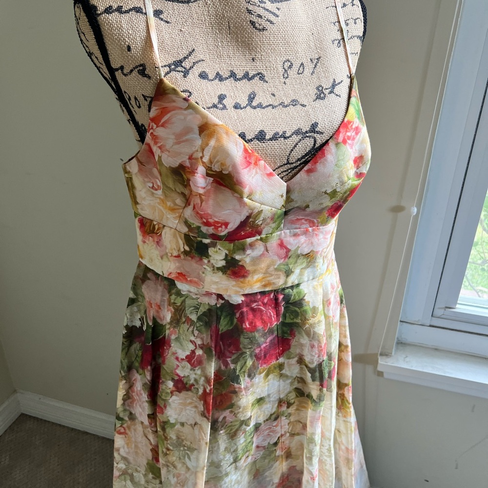 🖤SOLD🖤 Zimmermann Garden Picnic Linen & Silk Dress, Size 4 (fits like 12 US) - Picture 7 of 17